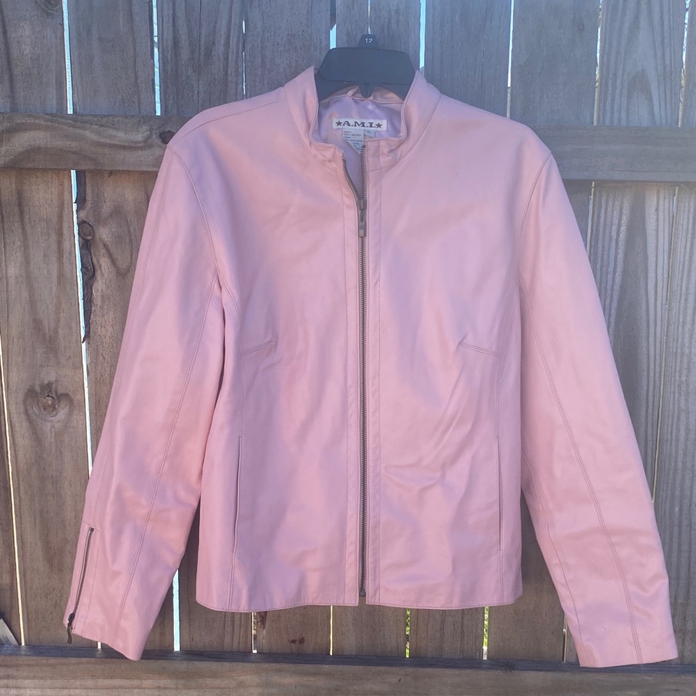Pink Women's leather jacket